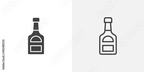 Sauce bottles icon in black filled and outlined style