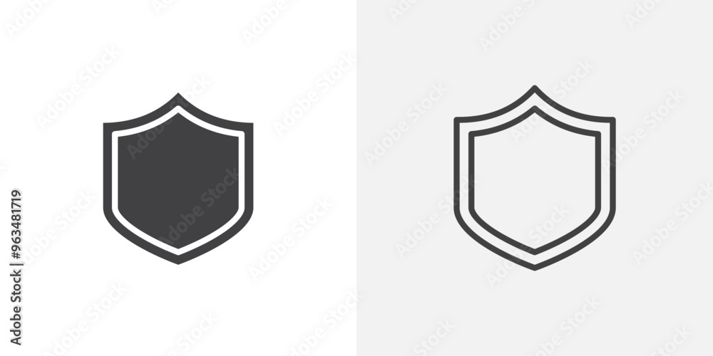 Shield icon in black filled and outlined style Shield icon in black filled and outlined style