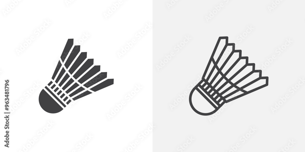 Shuttlecock icon in black filled and outlined style