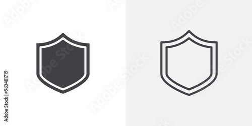 Shield icon in black filled and outlined style