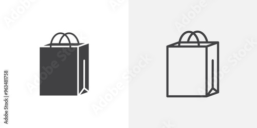 Shopping bag icon in black filled and outlined style
