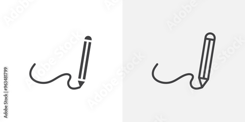 Signature icon in black filled and outlined style