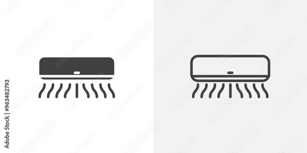 Air conditioner icon in black filled and outlined style Air conditioner icon in black filled and outlined style