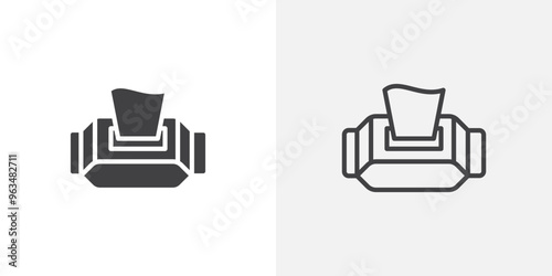 Wipes pack icon in black filled and outlined style