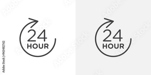 24 hours icon in black filled and outlined style