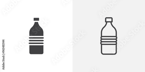 Bottle water icon in black filled and outlined style