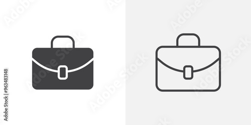 Briefcase icon in black filled and outlined style