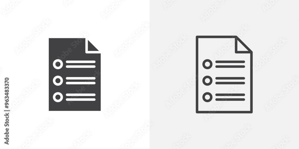 Check list icon in black filled and outlined style Check list icon in black filled and outlined style