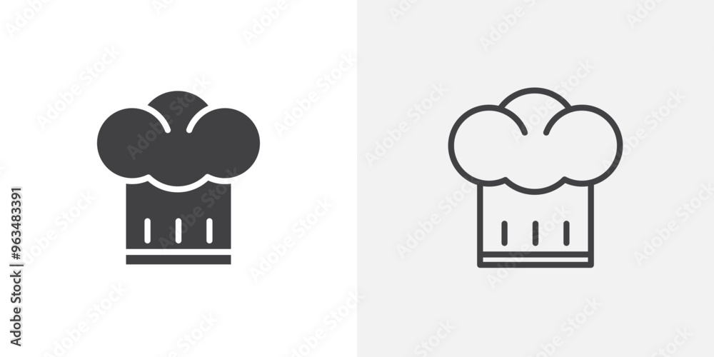 Chef hat icon in black filled and outlined style Chef hat icon in black filled and outlined style