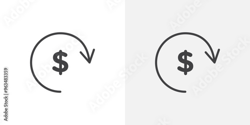 Cash flow icon in black filled and outlined style