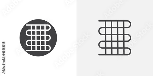 Condenser coil icon in black filled and outlined style