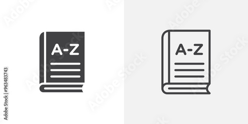 Dictionaries icon in black filled and outlined style