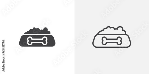 Dog food icon in black filled and outlined style