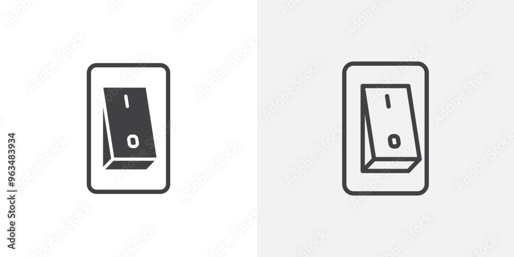 Electric switch icon in black filled and outlined style