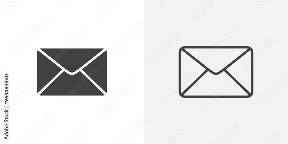 Email icon in black filled and outlined style Email icon in black filled and outlined style