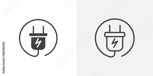 Electric plug icon simple black line style.