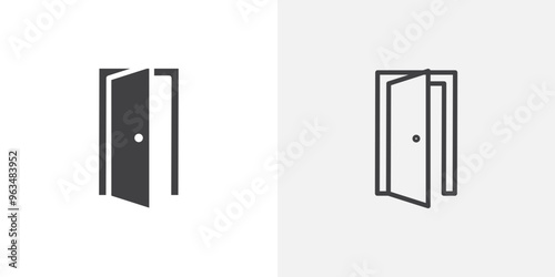 Entrance door icon in black filled and outlined style