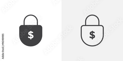 Fixed price icon in black filled and outlined style