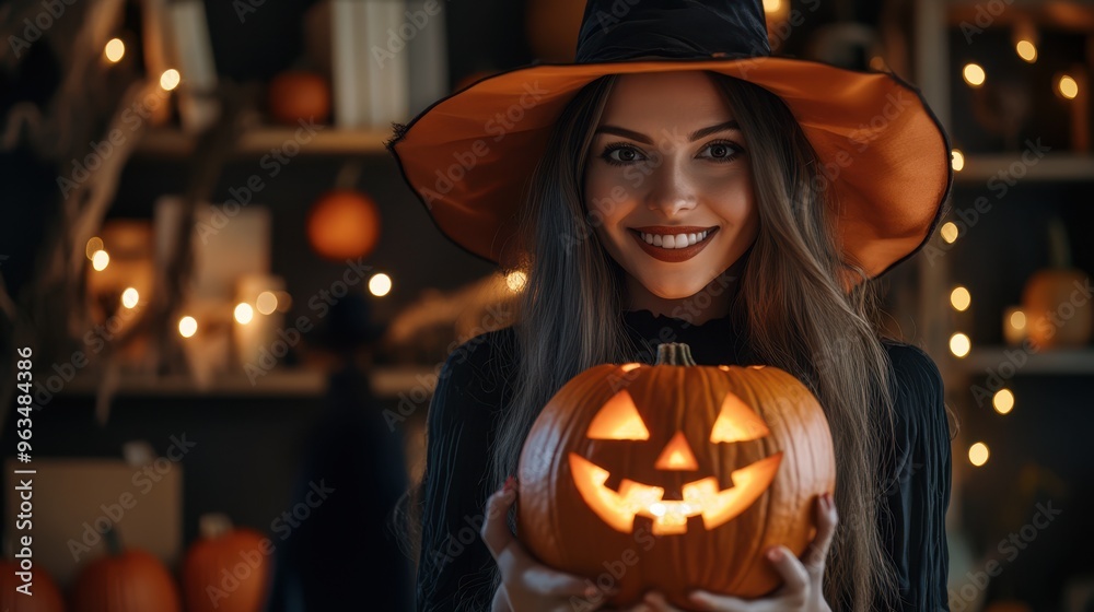 The Smiling Witch with Pumpkin The Smiling Witch with Pumpkin
