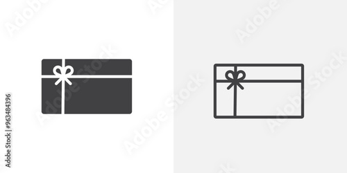 Gift card icon in black filled and outlined style