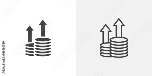 High revenue icon in black filled and outlined style