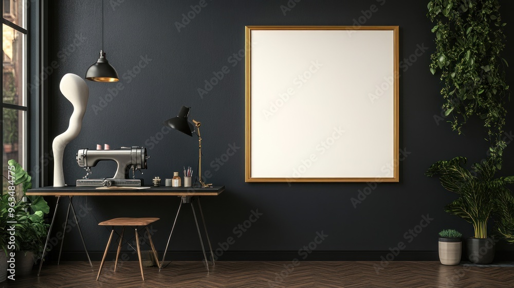 Fototapeta premium Modern Interior Design with Empty Canvas