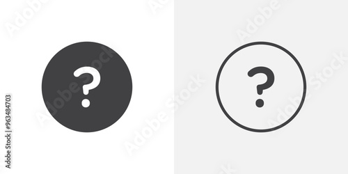 Interrogation icon in black filled and outlined style