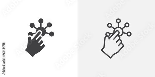 Interaction icon in black filled and outlined style