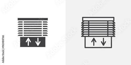 Jalousie icon in black filled and outlined style