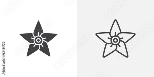 Jasmine icon in black filled and outlined style