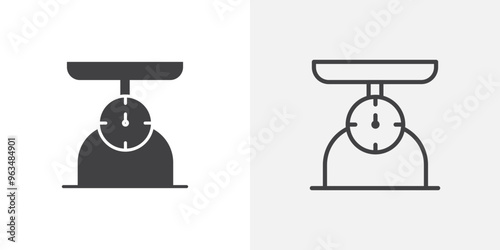 Kitchen scales icon in black filled and outlined style