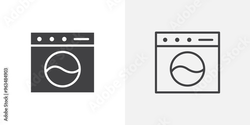 Laundry icon in black filled and outlined style