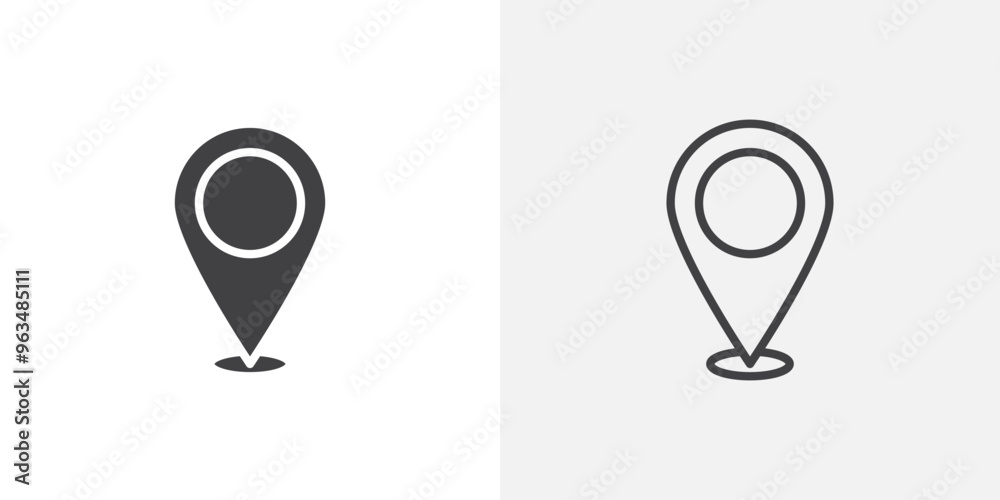 Map marker icon in black filled and outlined style Map marker icon in black filled and outlined style