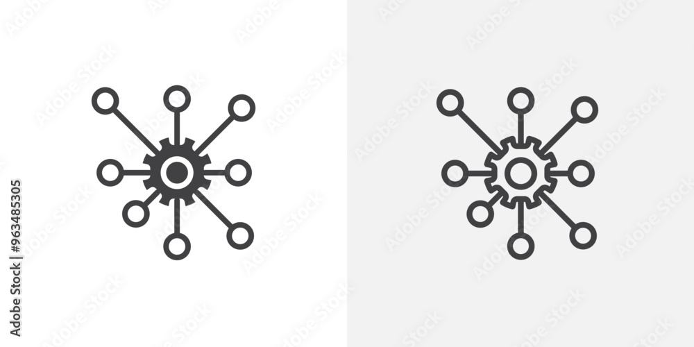 Multichannel marketing icon in black filled and outlined style Multichannel marketing icon in black filled and outlined style