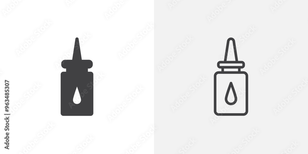Nasal spray bottle icon in black filled and outlined style Nasal spray bottle icon in black filled and outlined style