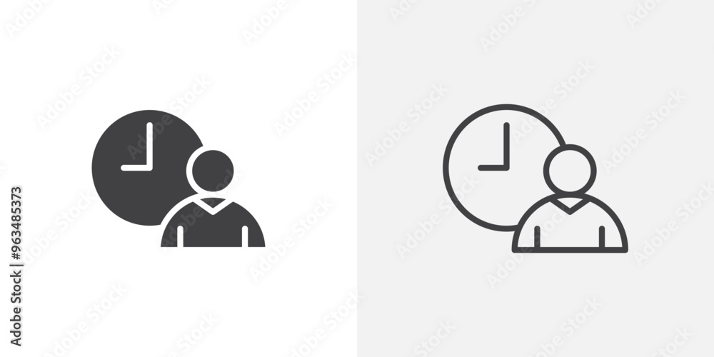 Office hours icon in black filled and outlined style Office hours icon in black filled and outlined style