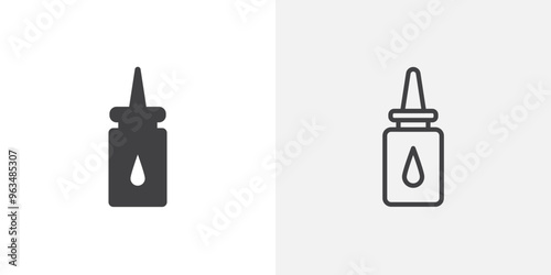 Nasal spray bottle icon in black filled and outlined style