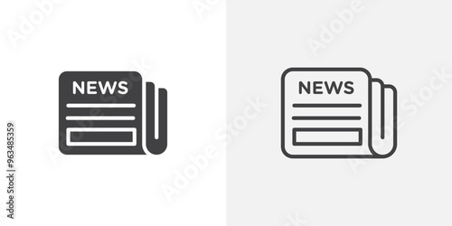 News icon in black filled and outlined style