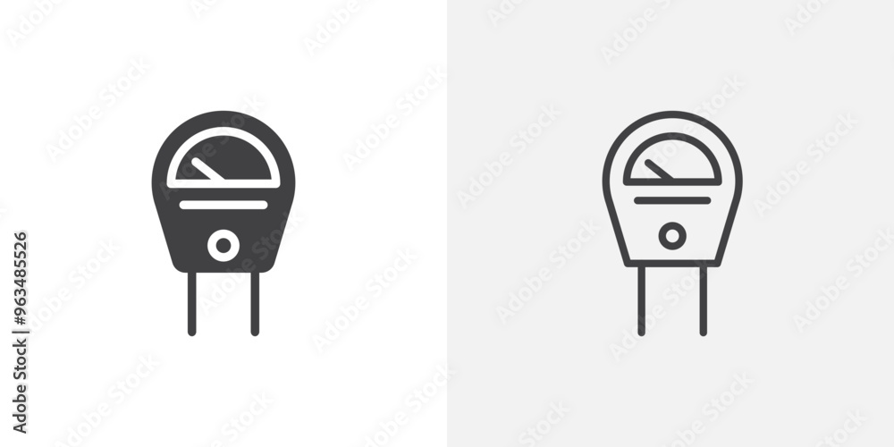 Parking meter icon in black filled and outlined style Parking meter icon in black filled and outlined style