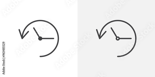 Past time icon in black filled and outlined style