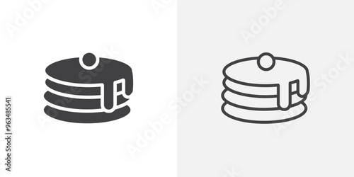 Pancakes icon in black filled and outlined style