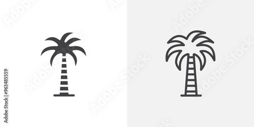 Palm tree flat simple vector symbols illustration.