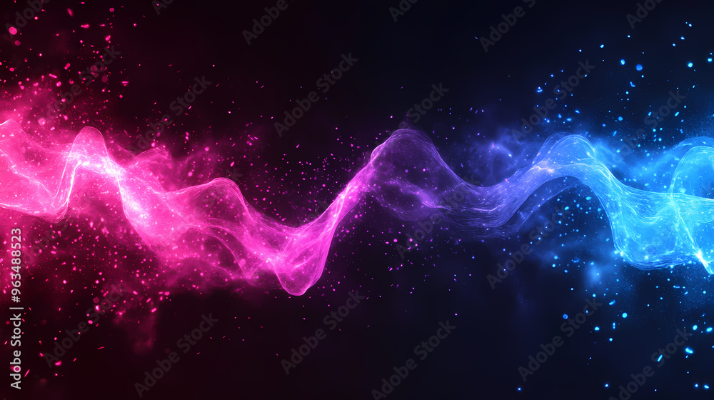 Flowing energy in a dreamy starry sky