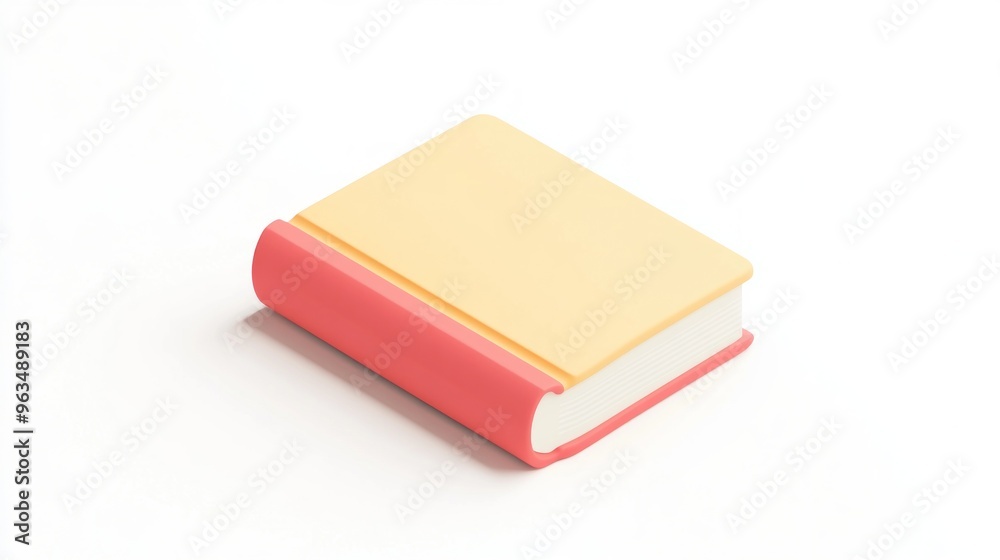 A simple, closed book with a yellow cover and a red spine, resting on a white background. A simple, closed book with a yellow cover and a red spine, resting on a white background.