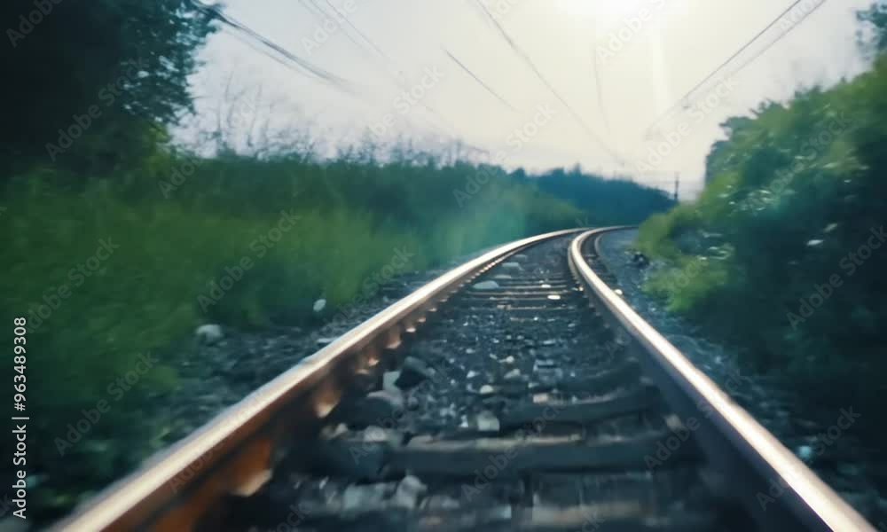 3d view of railway tracks from