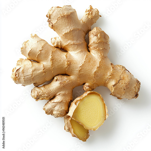 Fresh ginger isolated on a clean white background 