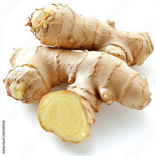 Fresh ginger isolated on a clean white background 
