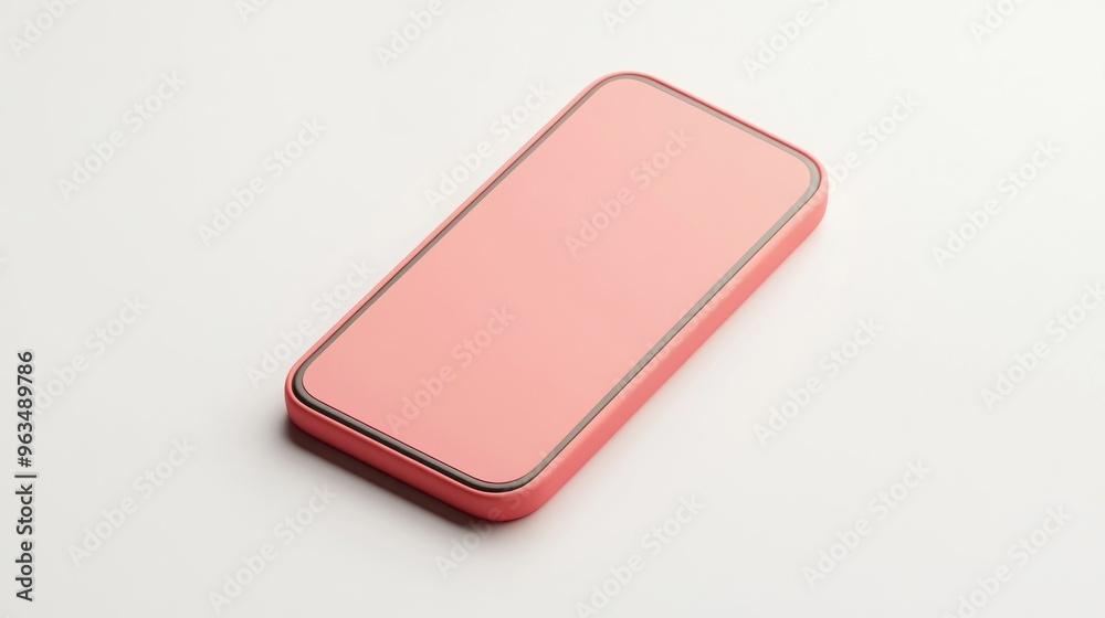 A simple, modern smartphone with a sleek design in a coral color. A simple, modern smartphone with a sleek design in a coral color.