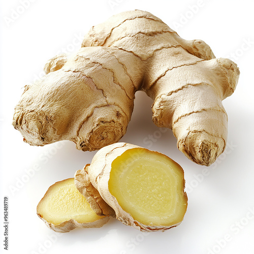 Fresh ginger isolated on a clean white background 