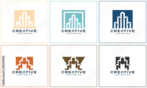 set for construction building architecture real estate logo
